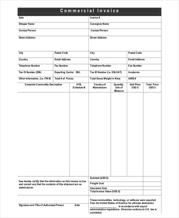 commercial property rental invoice template