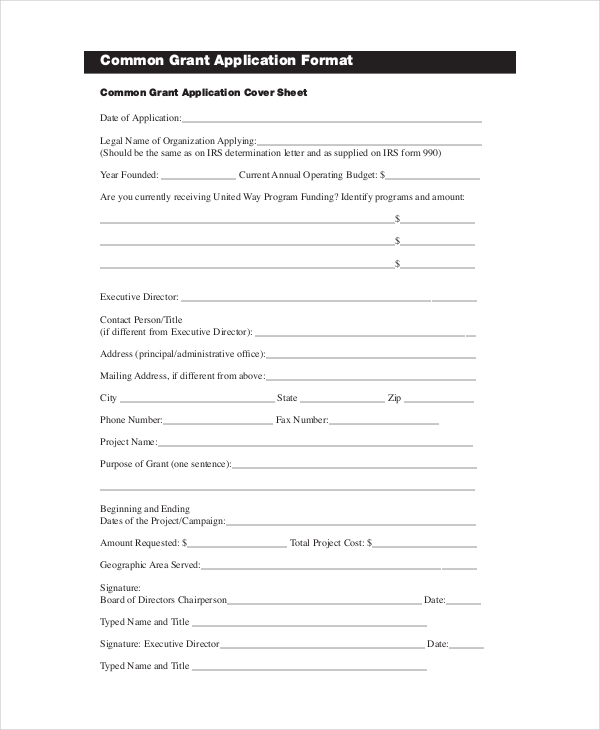 Grant Application 8+ Examples, Format, Pdf Examples