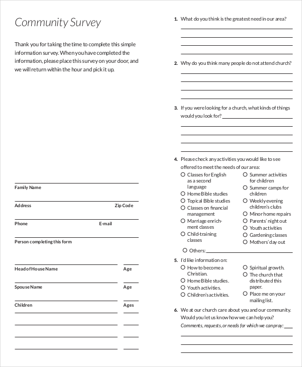 community survey questionnaire