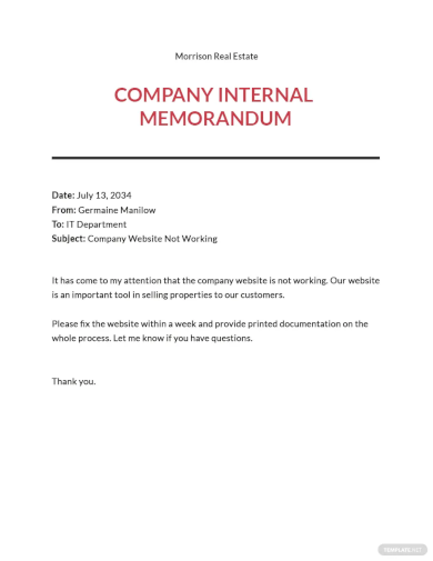 Internal Memo - 25+ Examples, Format, Pdf | Examples