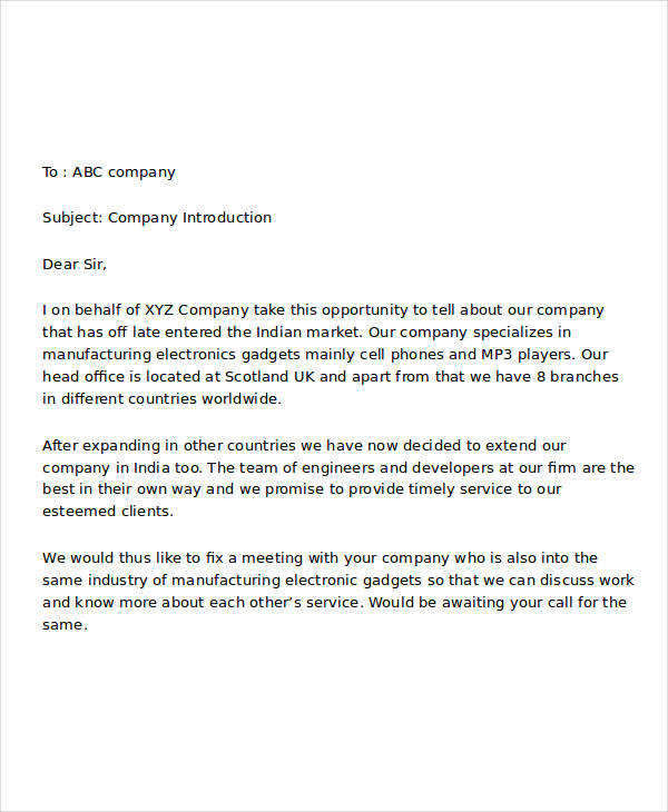 business introduction email sample pdf