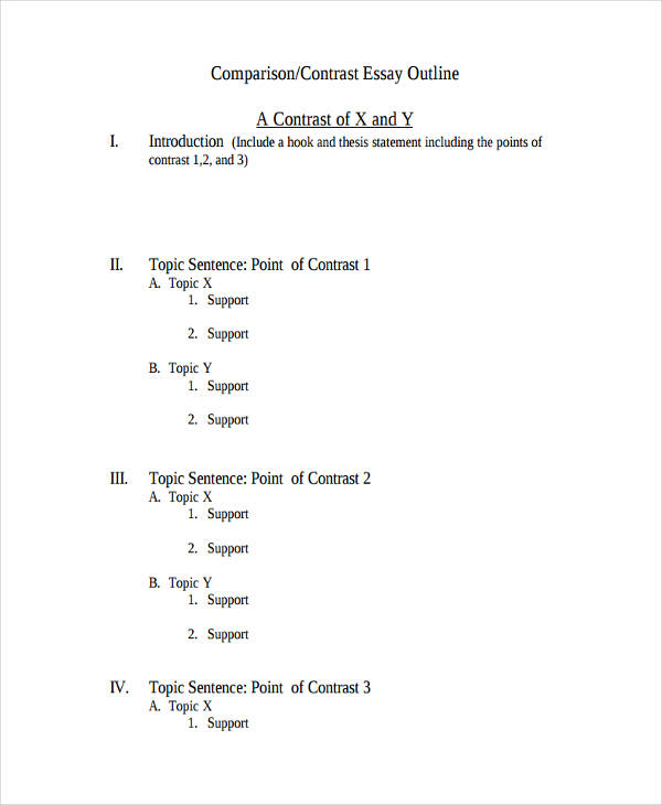 Compare and contrast essay outline template