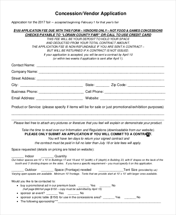 Vendor Application 9+ Examples, Format, Pdf Examples