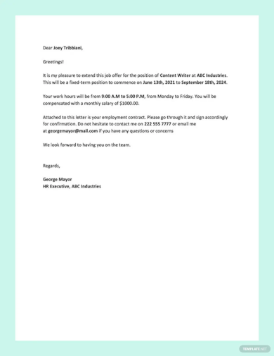 Contract Offer Letter Template