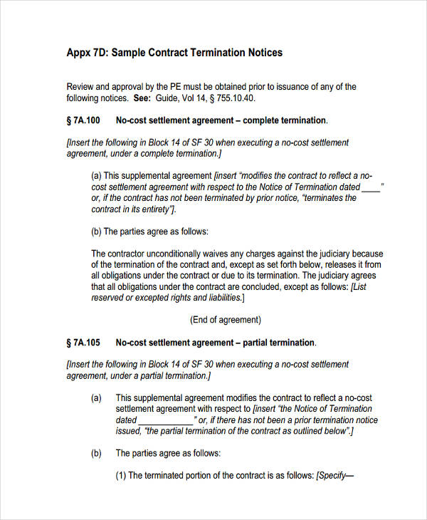 contract termination sample