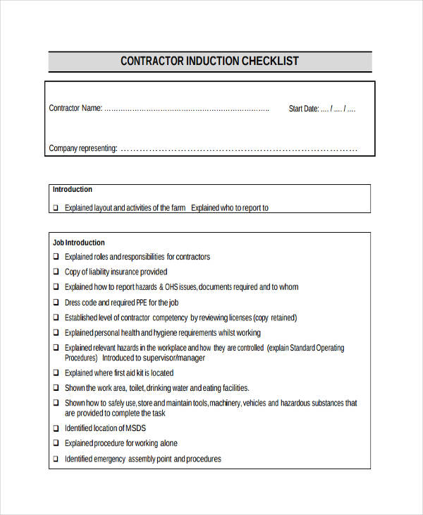 contractor induction sample1