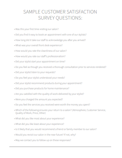 customer satisfaction survey questionnaire