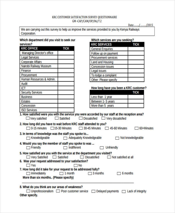 Customer Service Questionnaire