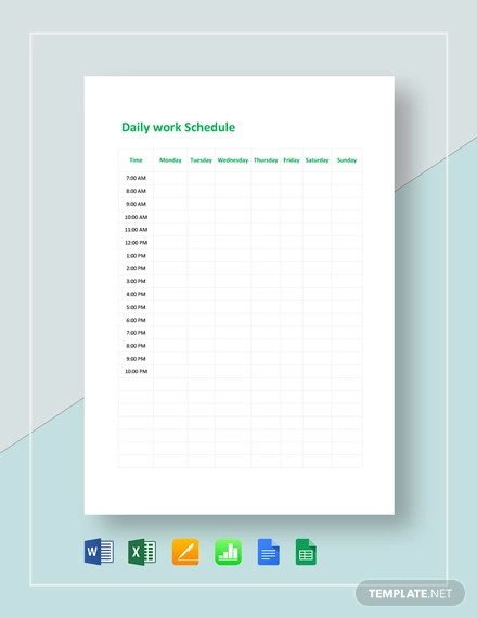 blank work schedule