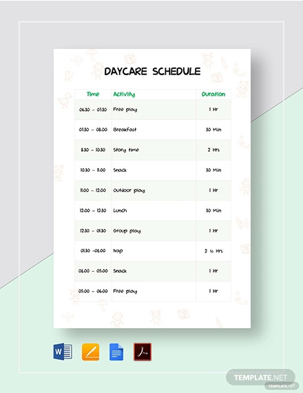 infant daily daycare schedule