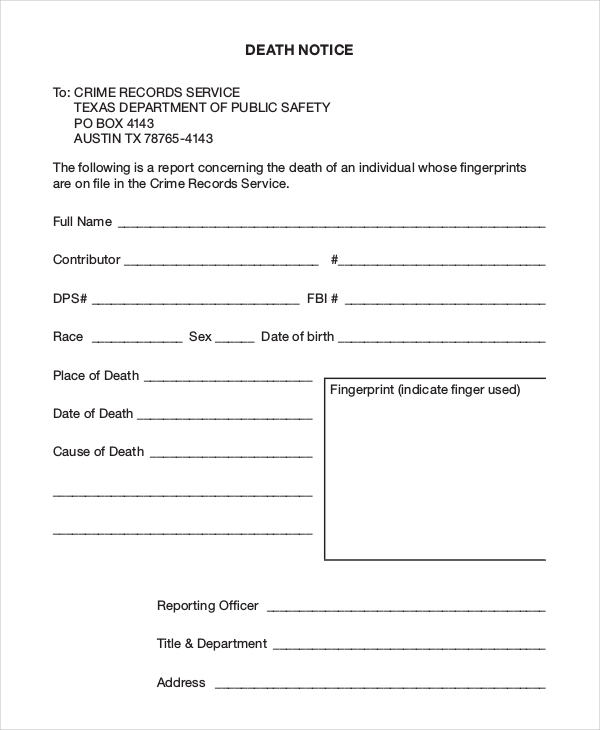 Death Notice Examples - 7+ Samples in PDF | Word | Pages | Examples