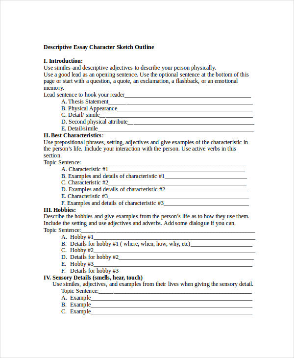 descriptive essay outline template pdf