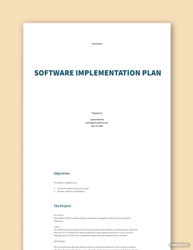 editable software implementation plan template