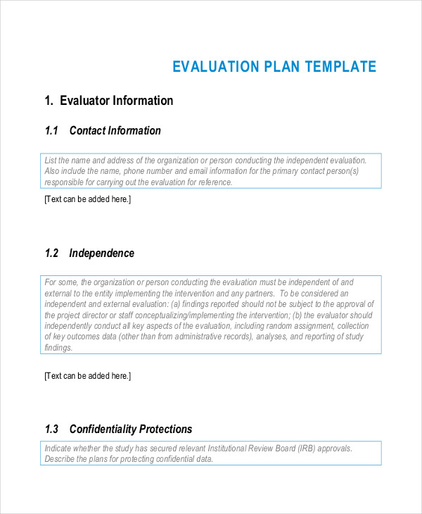 education evaluation plan1