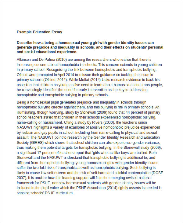 Example of essay about education