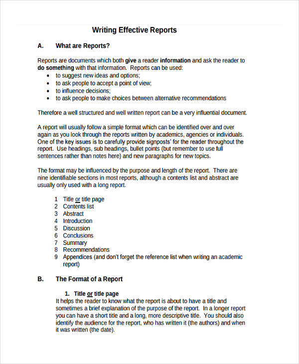 Report Writing Format Sample