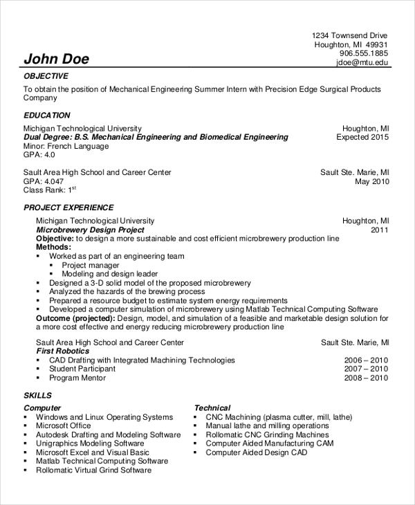 writing sample resume