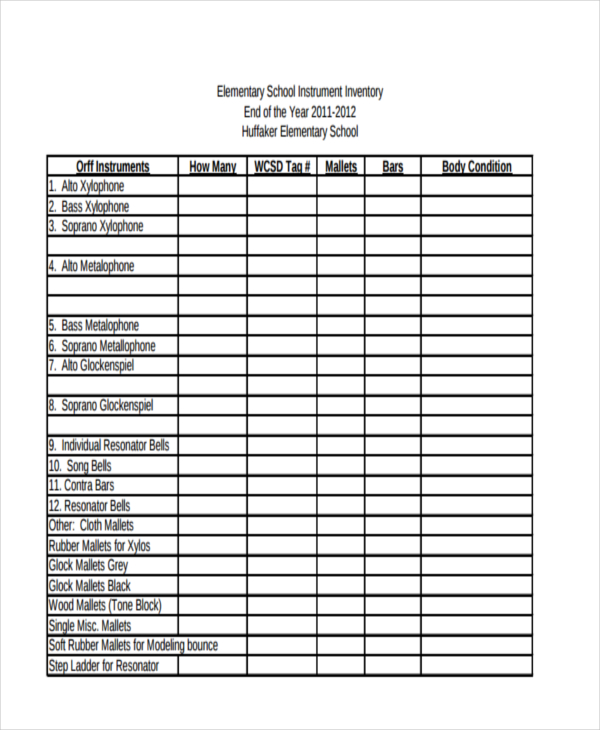 Elementary School Inventory