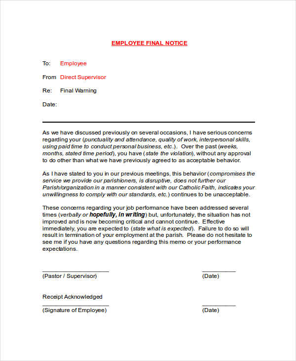 Employee Final Notice