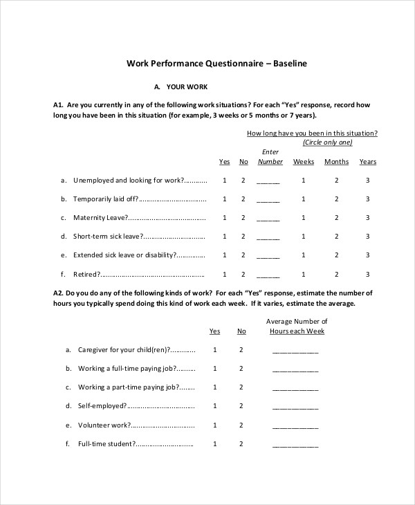 FREE 30+ Questionnaire Examples in PDF Google Docs Word Apple