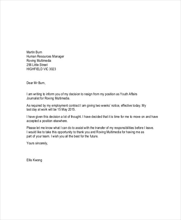 Resignation Notice - 7+ Examples, Format, How to Write, Pdf