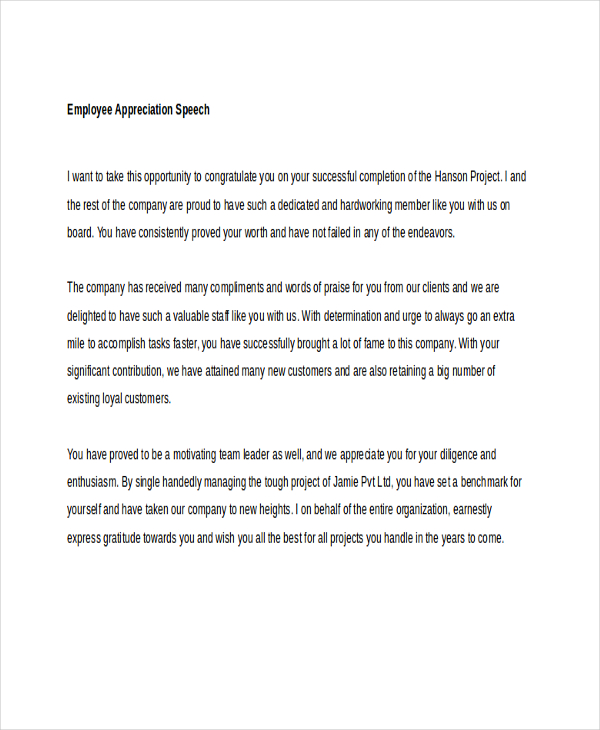 Appreciation Speech 10 Examples Format Sample Examples