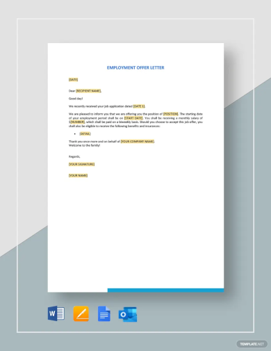 Offer Letter 58  Examples Word Pages Google Docs Outlook How to