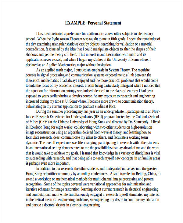 Admission Essay Personal Statement Graduate School Template