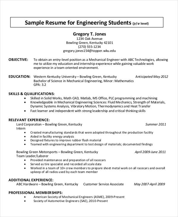 Mtu Resume Template