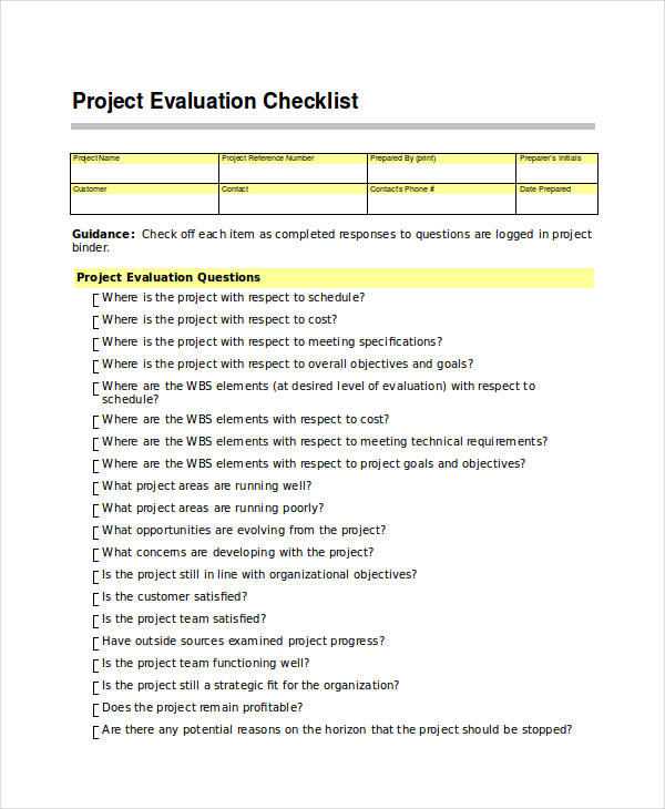 evaluation checklist