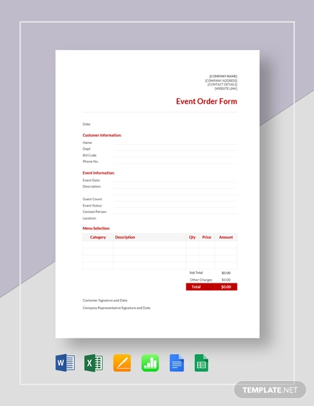 event order template