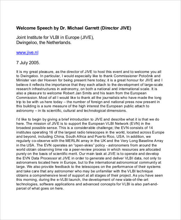 Welcome Speech - 14+ Examples, Format, Sample