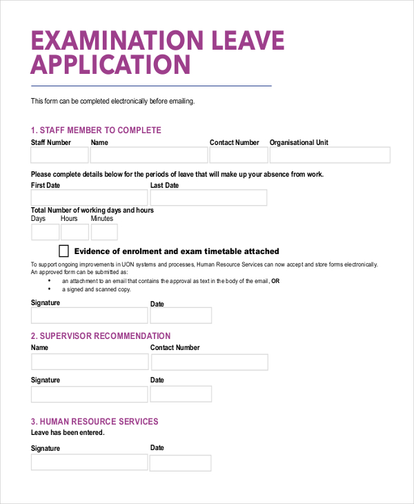 Leave Application For Exam