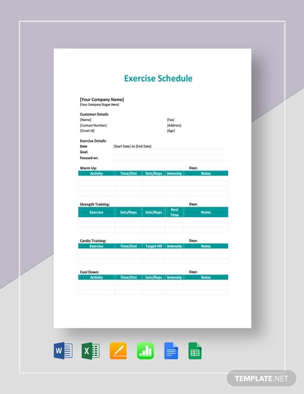 Exercise Schedule Template