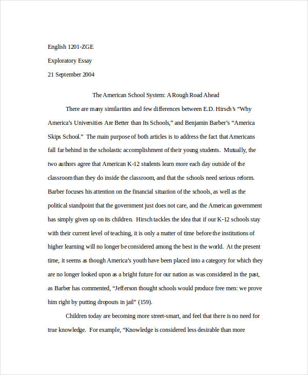 sample of an essay