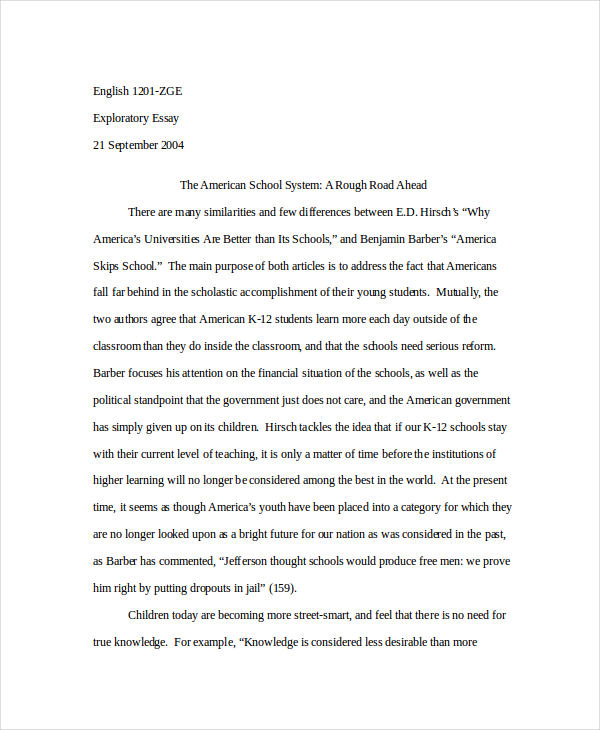 example exploratory essay