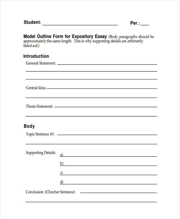 expository essay outline template