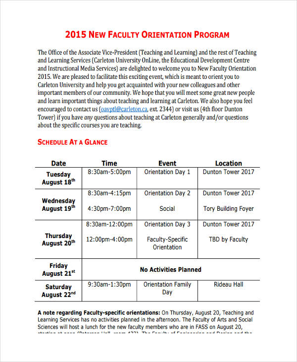 School Event Program Examples