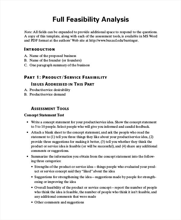 Feasibility Analysis Example