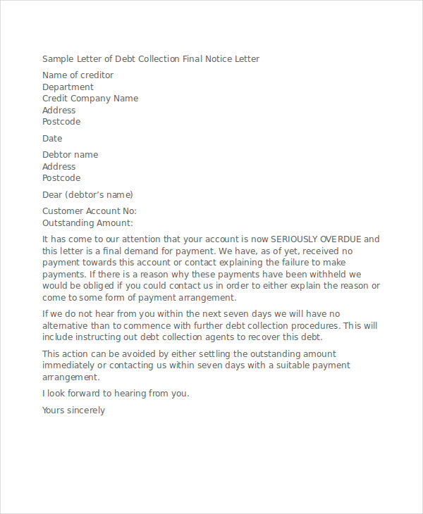 Final Notice Before Collections Template