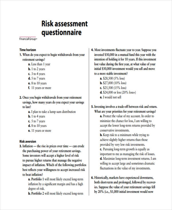 Risk Assessment Survey Questions