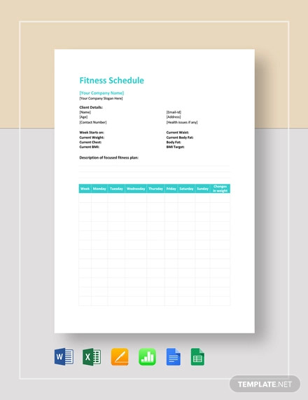 fitness schedule template