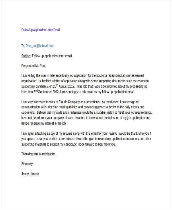 how to write application letter via email