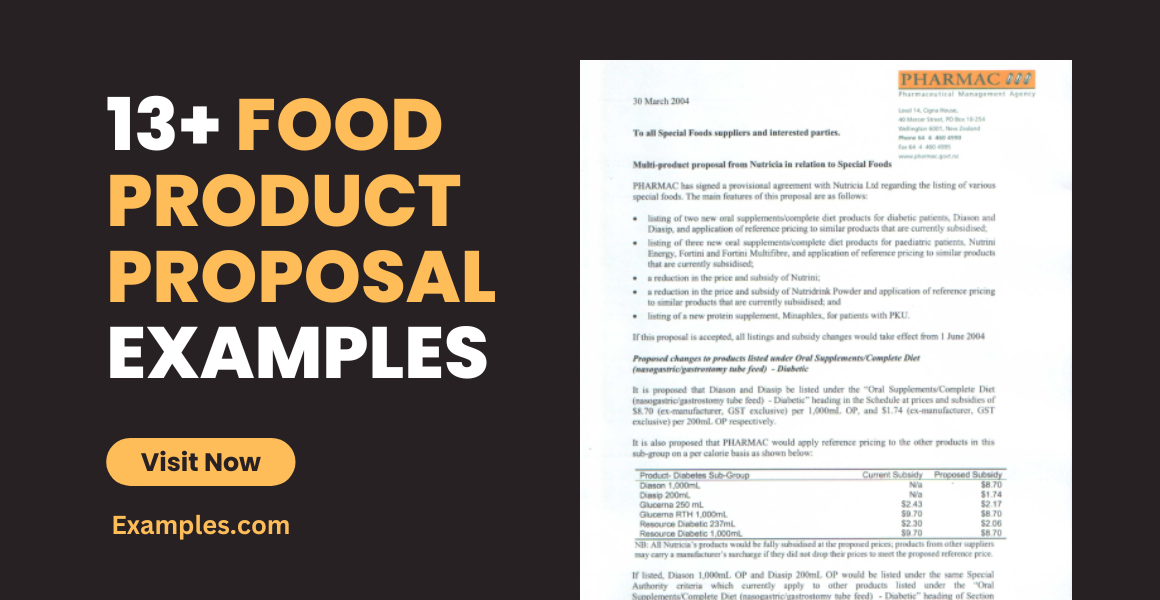 Food Product Proposal Examples