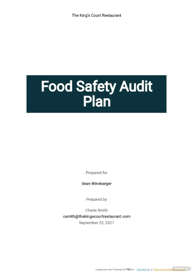 food safety audit plan template