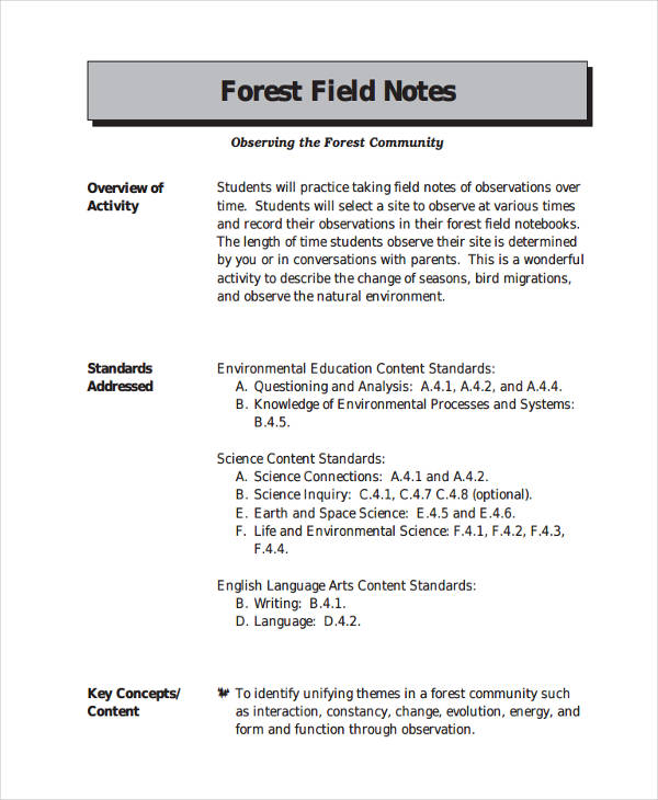 forest field note