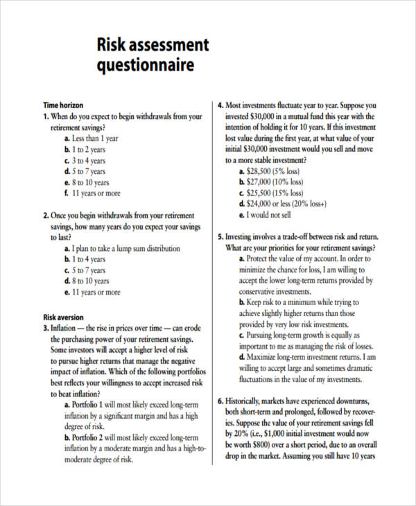 free assessment questionnaire