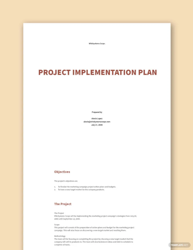 free basic project implementation plan template