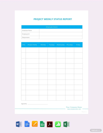 free blank weekly project status report