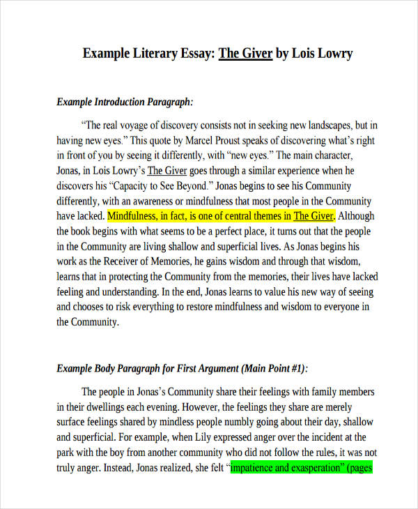 Free Literary Essay